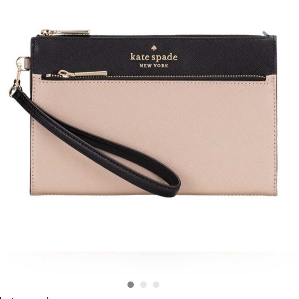 Kate Spade Tan and Black Colorblock Wristlet